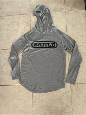 Battle Long-Sleeve Hooded Performance Tee - Gray